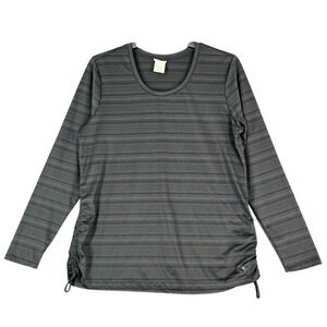 Danskin Shirt Womens XXL Loose Gray Athletic Striped Workout Gym Walking Running